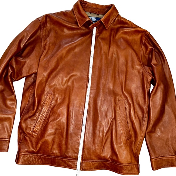 POLO RALPH LAUREN Men's Leather Bomber Jacket - M - Picture 10 of 16